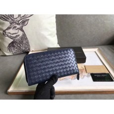 보테가 인트레치아토 지퍼 장지갑 네이비 19x11cm